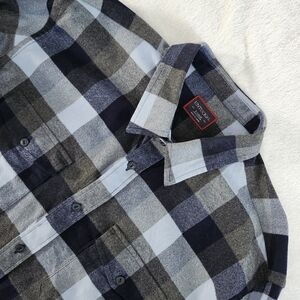 UNTUCKit‎ Men's Blue Gray Plaid Cotton Flannel Button Down Shirt with Pockets XL